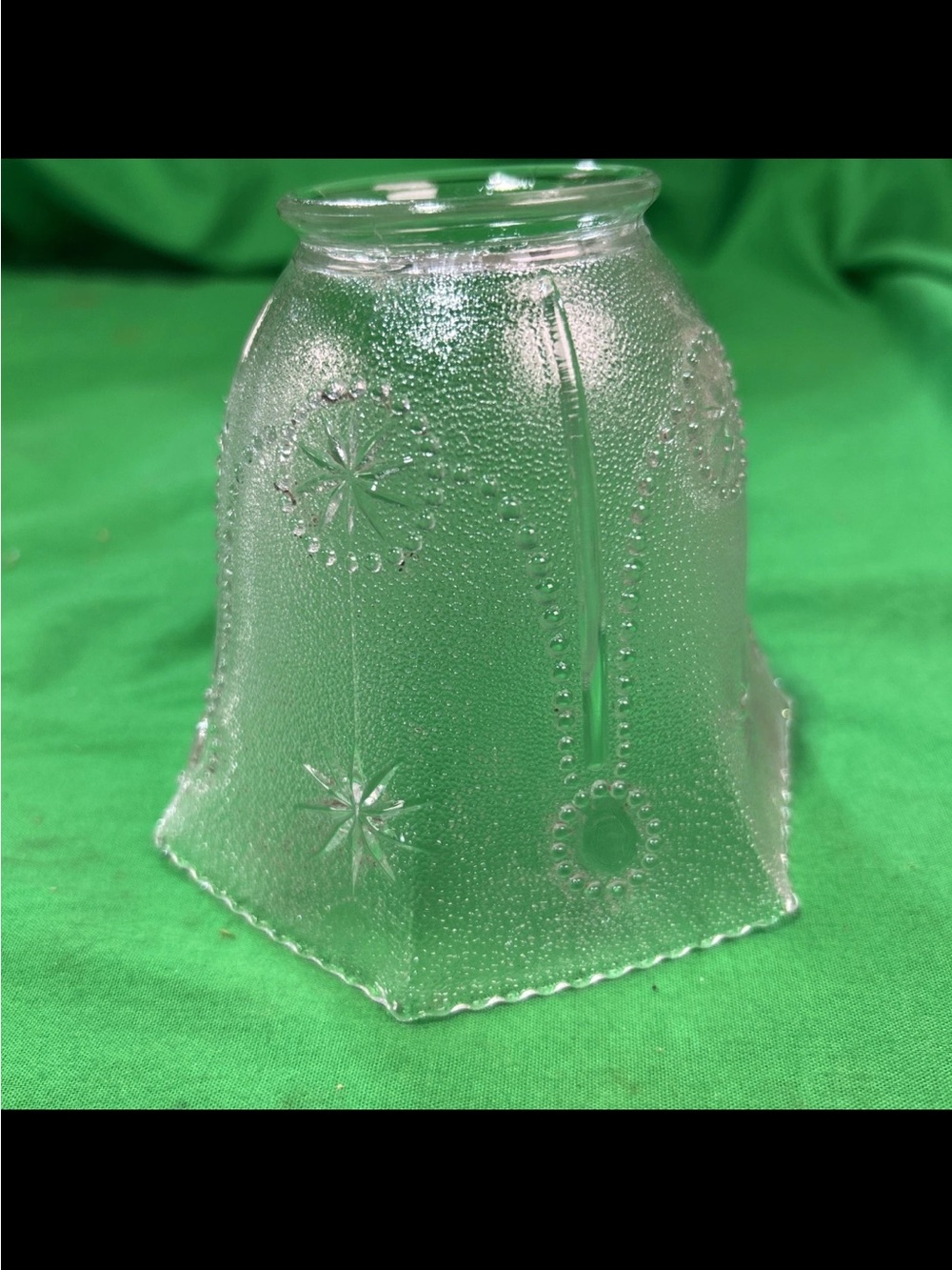 Vintage 6-panel Glass Light GLOBE / SHADE Raised star pattern